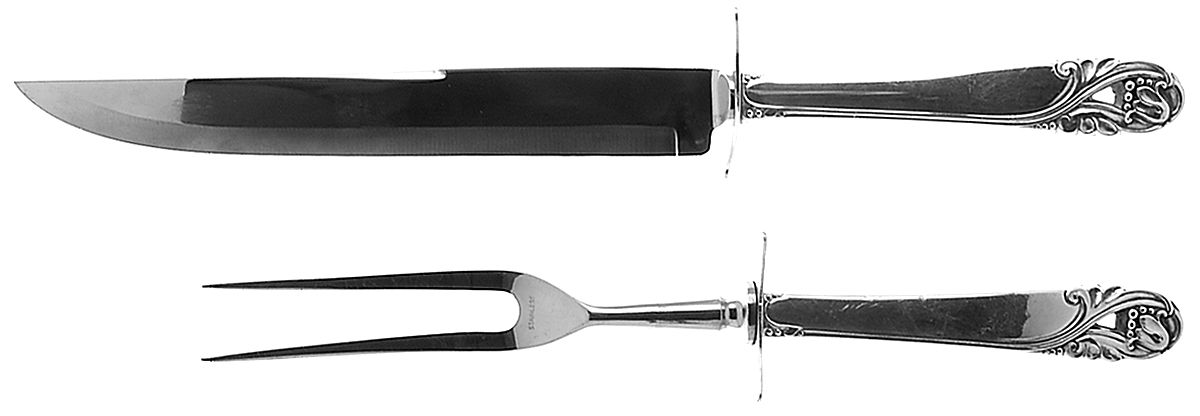 Spring Glory (Sterling, 1942, No Monograms) Large 2-Piece Roast Carving Set w/ Stainless Blade by International Silver-1