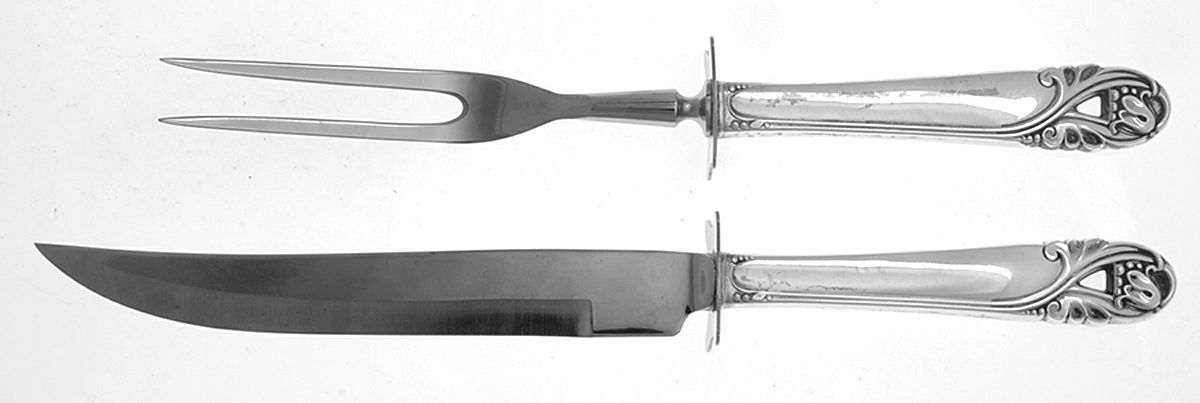 Spring Glory (Sterling, 1942, No Monograms) Small Stainless Blade 2-Piece Steak Carving Set by International Silver-1