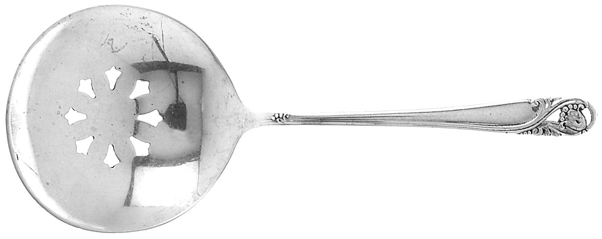 Spring Glory (Sterling, 1942, No Monograms) Small Pierced Nut Serving Spoon by International Silver-1