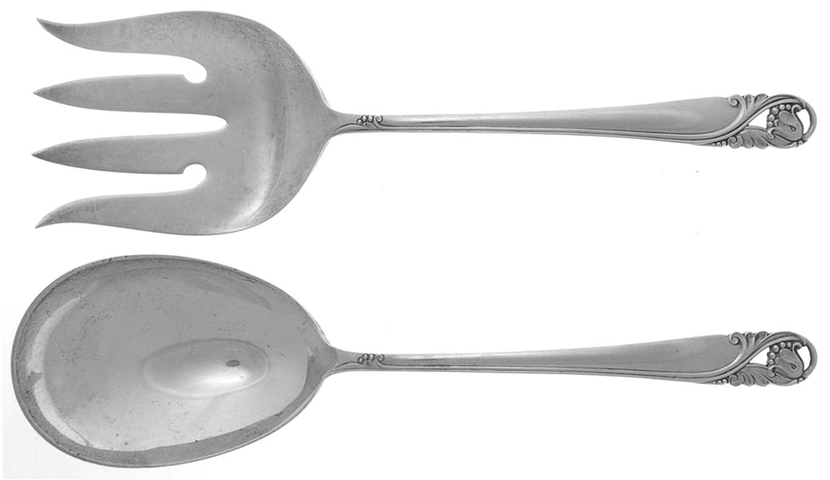 Spring Glory (Sterling, 1942, No Monograms) (2 Pc) Solid Salad Set by International Silver-1