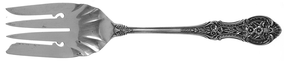 Springtime (Sterling, 1935) Medium Solid Cold Meat Serving Fork by International Silver-1