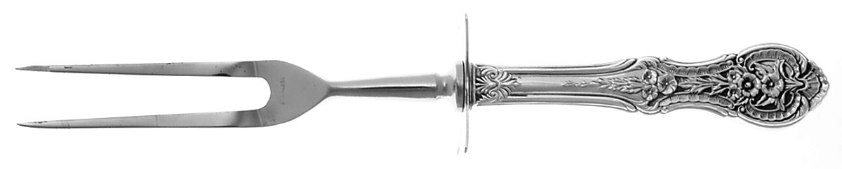Springtime (Sterling, 1935) Lg Carving/Roast Fork-Stn Prong w/Sterling Guard by International Silver-1