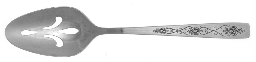 Spanish Rose (Stainless) Pierced Tablespoon (Serving Spoon) by International Silver-1
