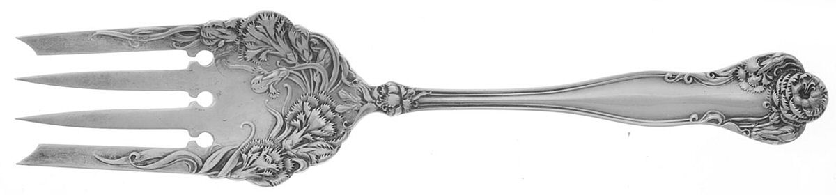 Stratford (Sterling, 1902, No Monograms) Small Solid Cold Meat Serving Fork by International Silver-1