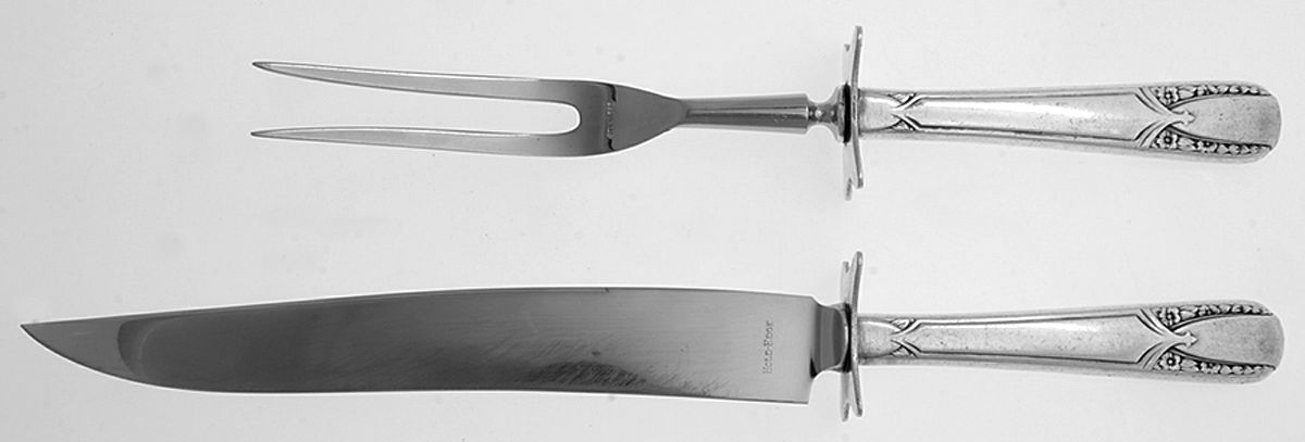 Talisman (Silverplate, 1938) Small Stainless Blade 2-Piece Steak Carving Set by International Silver-1