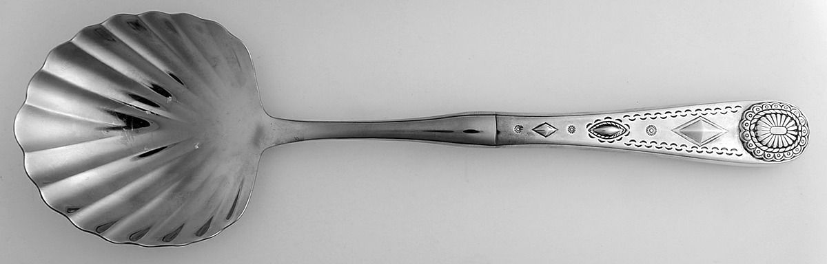 Taos (Silverplate, 1990) Casserole Spoon with Silverplate Shell Bowl by International Silver-1