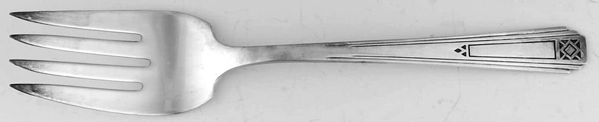 Terrace (Silverplate, 1932) Medium Solid Cold Meat Serving Fork by International Silver-1