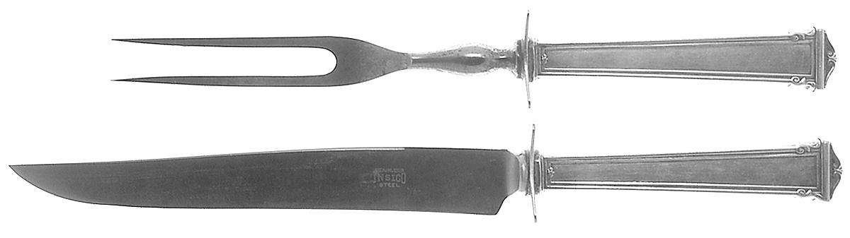 Theseum (Sterling, 1922, No Monograms) Small Steak 2-Piece Carving Set w/Stainless Blade by International Silver-1