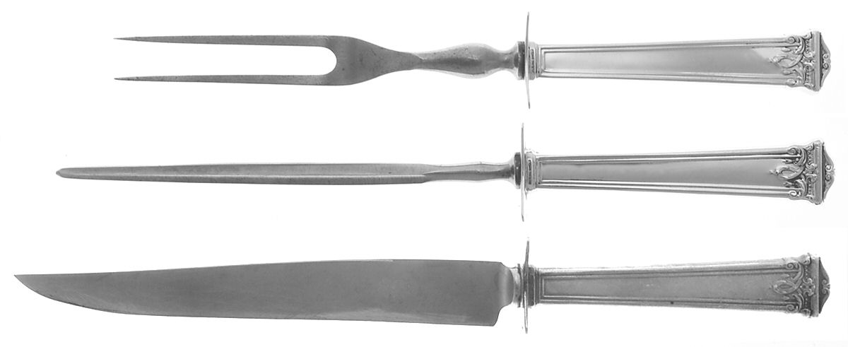 Trianon (Sterling, 1921, No Monograms) 3 Piece Small Carving Set W/Sterling Guard by International Silver-1