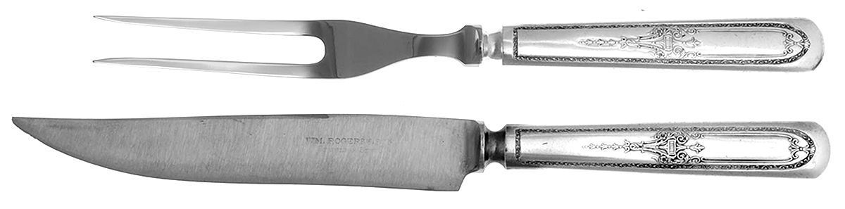 Triumph (Silverplate, 1925, NO MONOGRAMS) Small 2-Piece Steak Carving Set w/Stainless Blade by International Silver-1