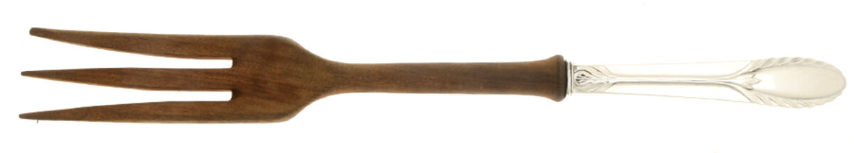 Trousseau (Sterling, 1934) Salad Serving Fork with Wooden Prongs by International Silver-1