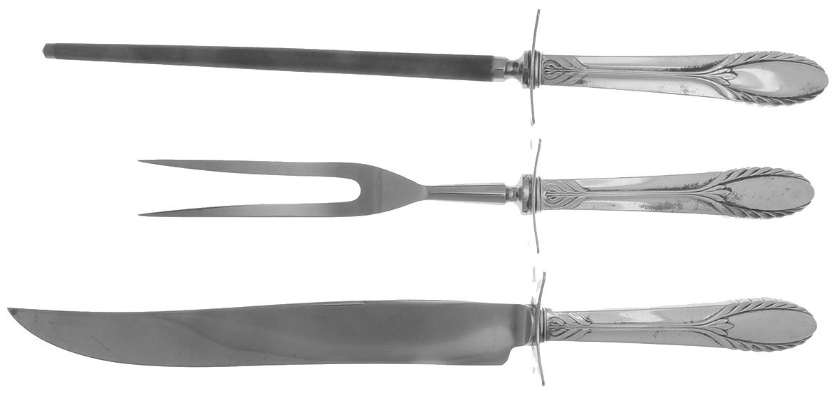 Trousseau (Sterling, 1934) Large 3-Piece Roast Carving Set w/ Stainless Blade by International Silver-1