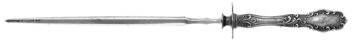 Tudor (Silverplate, 1904) Large Roast Knife Sharpener wSteel Rod by International Silver-1