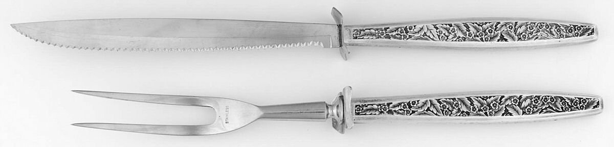 Valencia (Sterling, 1965) 2 Piece Small Carving Set W/ Sterling Guard by International Silver-1
