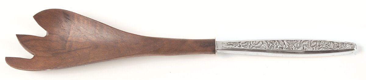 Valencia (Sterling, 1965) Salad Serving Fork with Wooden Prongs by International Silver-1