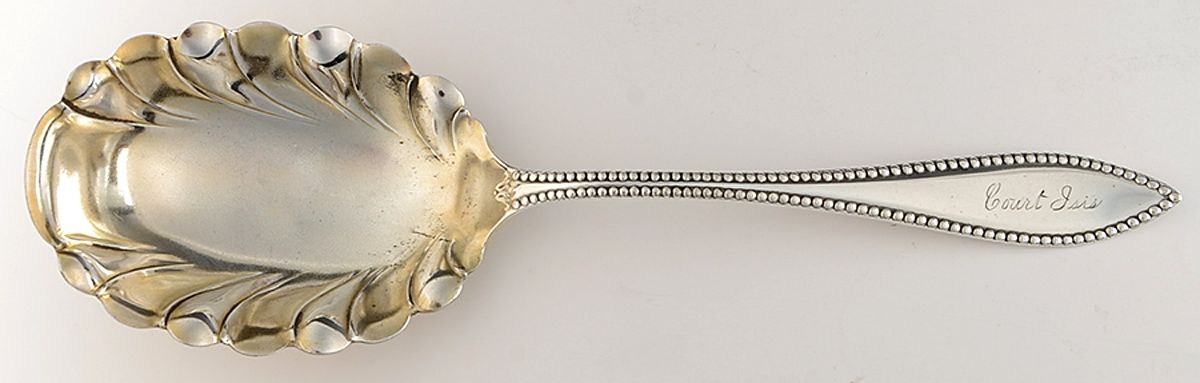 Vesta (Silverplate, 1895) Monogram Solid Shell Berry/Casserole Spoon by International Silver-1