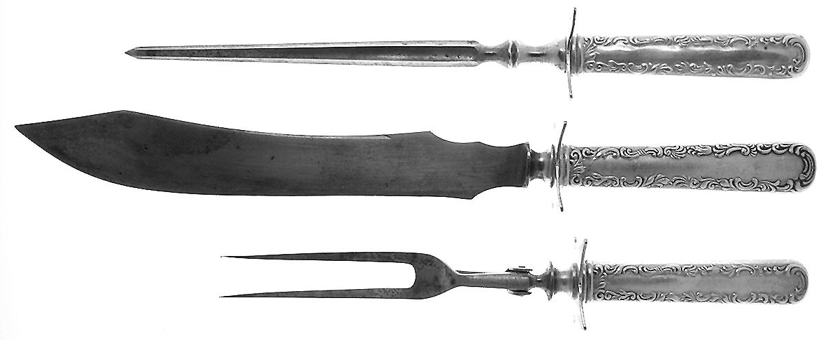 Victoria (Silverplate, 1846, 1895) Large 3-Piece Roast Carving Set w/ Stainless Blade by International Silver-1