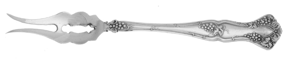 Vintage (Silverplate, 1904) Butter Pick with Two Tines and Pierced Bowl HC by International Silver-1