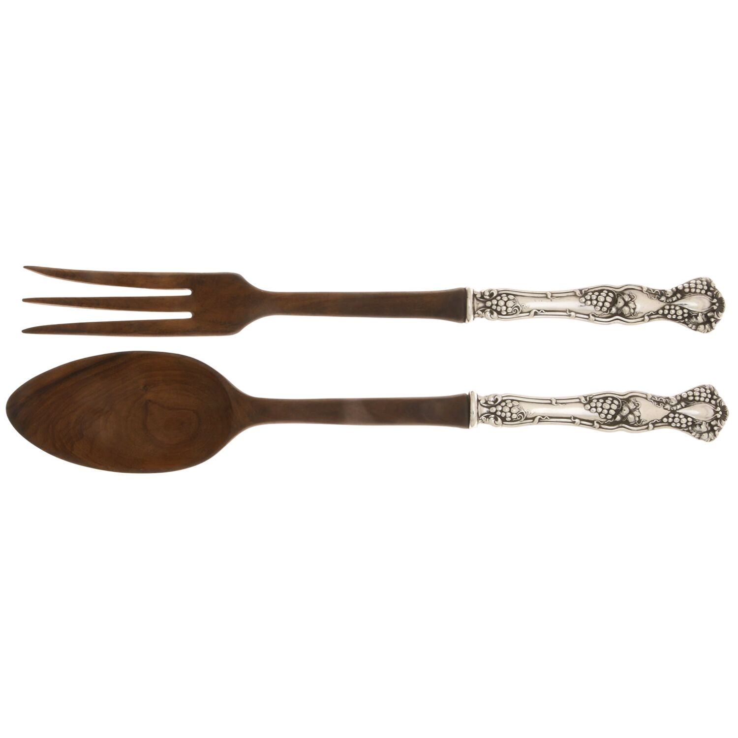 Vintage (Silverplate, 1904) Wooden Bowl 2-Piece Salad Set by International Silver-1