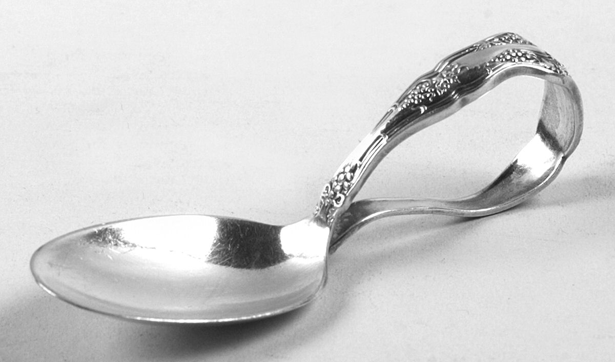 Vintage (Silverplate, 1904) Curved Handle Baby Spoon by International Silver-1