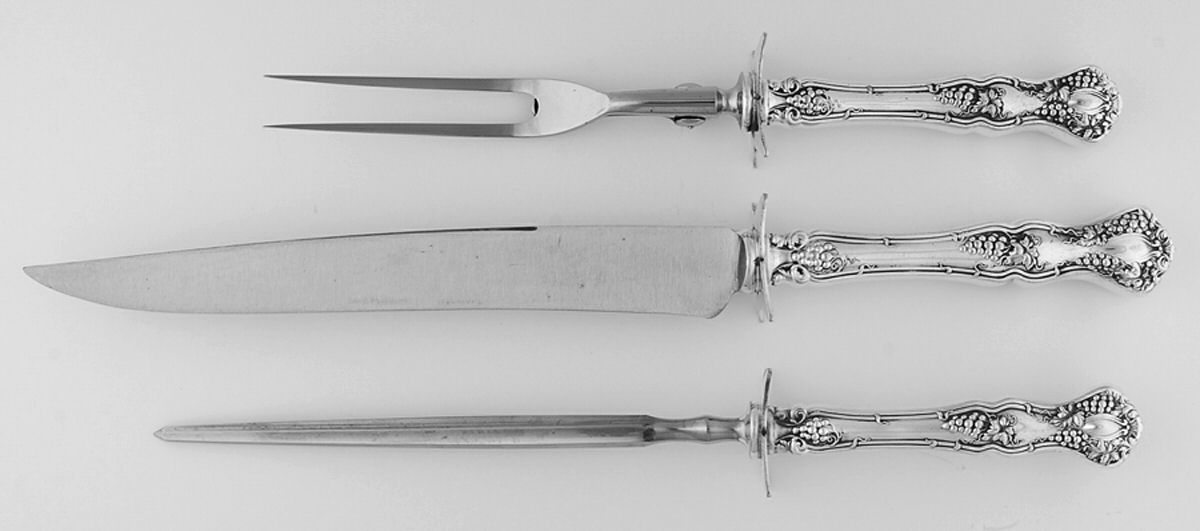 Vintage (Silverplate, 1904) Large 3-Piece Roast Carving Set w/ Stainless Blade by International Silver-1