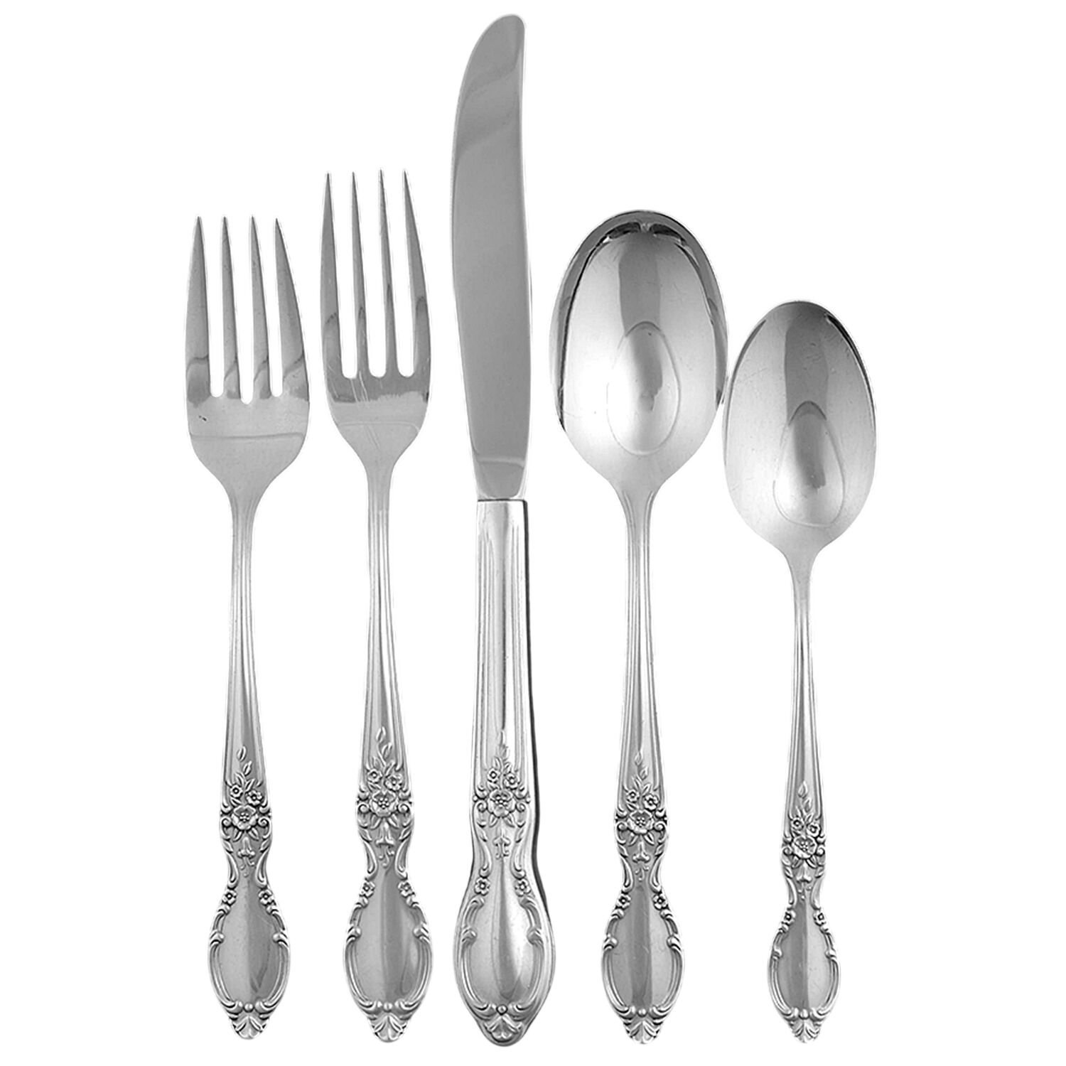 Victorian Rose (Silverplate, 1954) 40  Piece Estate Set by International Silver-1
