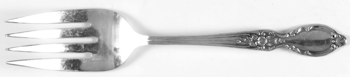 Victorian Rose (Silverplate, 1954) Medium Solid Cold Meat Serving Fork by International Silver-1