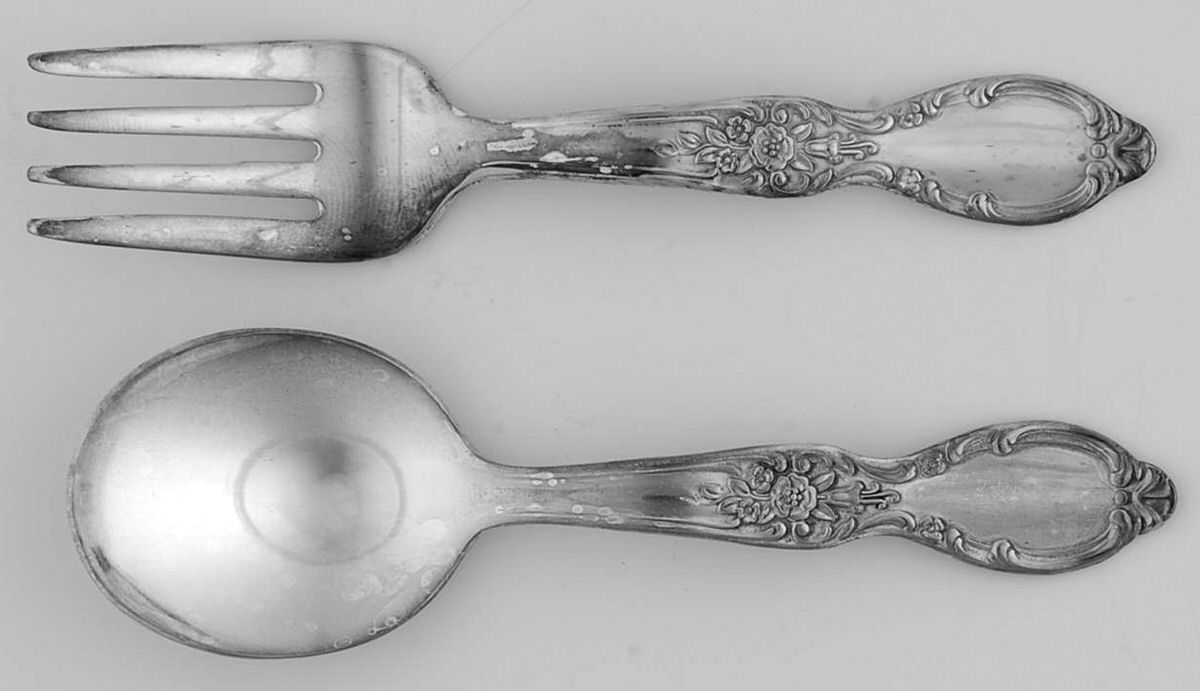 Victorian Rose (Silverplate, 1954) 2 Pc Baby Set (BF, BS) by International Silver-1
