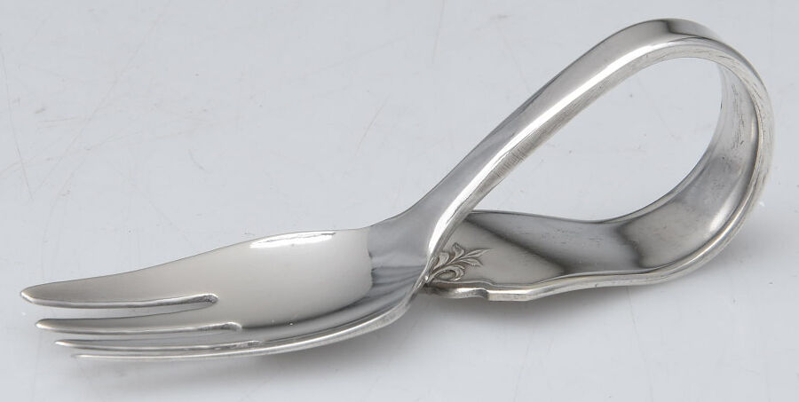 Virginia II (Silverplate, 1916) Baby Fork with Curved Handle HC by International Silver-1