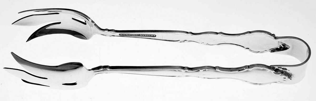 Wakefield (Silverplate, 1965) Solid Lettuce Tongs by International Silver-1