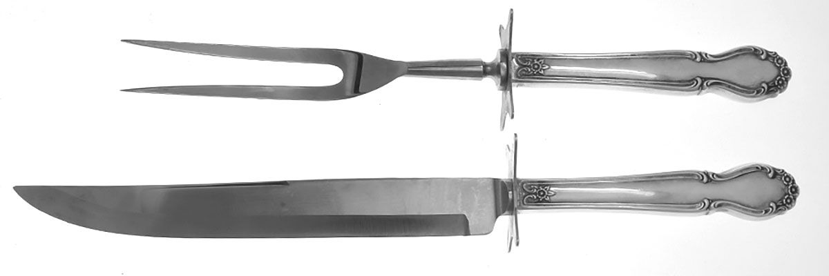 Wedding Bells (Sterling, 1948) (2 Pc)Carving Set-Lg Stnbl/Roast w/Sterling Guard by International Silver-1