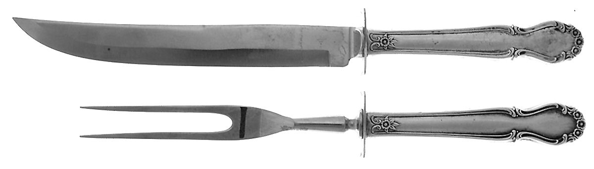Wedding Bells (Sterling, 1948) 2 Piece Small Carving Set W/ Sterling Guard by International Silver-1