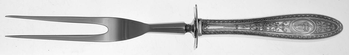 Wedgwood (Sterling, 1924, No Monos) Small Carving Fork W/Sterling Guard by International Silver-1