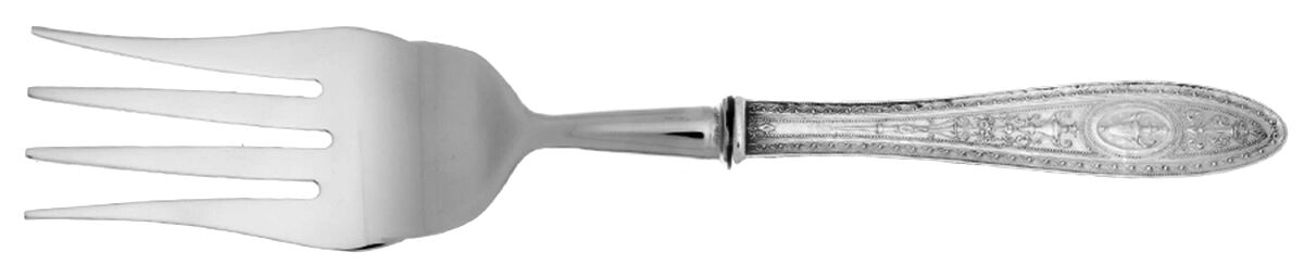 Wedgwood (Sterling, 1924, No Monos) Cold Meat Fork Large, Stainless Tines HC by International Silver-1