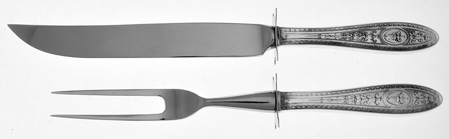 Wedgwood (Sterling, 1924, No Monos) Small 2-Piece Steak Carving Set w/Stainless Blade by International Silver-1