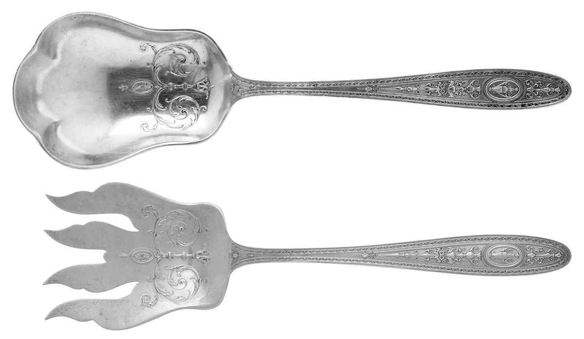Wedgwood (Sterling, 1924, No Monos) (2 Pc) Solid Salad Set by International Silver-1