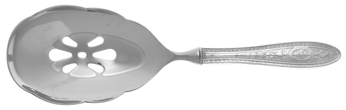 Wedgwood (Sterling, 1924, No Monos) Pierced Serving Spoon with Stainless Bowl by International Silver-1