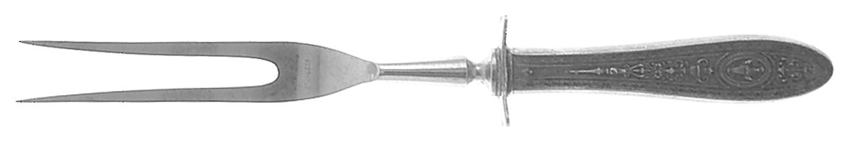 Wedgwood (Sterling, 1924, No Monos) Small Steak Carving Fork with Stainless Prongs by International Silver-1