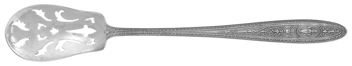 Wedgwood (Sterling, 1924, No Monos) Pierced Bowl Short Handle Olive Spoon by International Silver-1