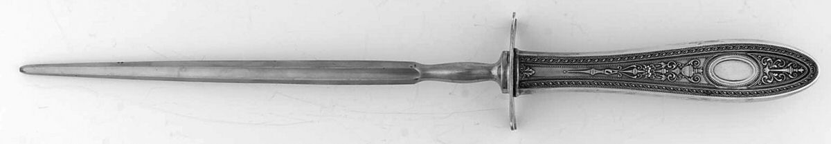 Wedgwood (Sterling, 1924, No Monos) Large Knife Sharpener-Steel Rod w/Sterling Guard by International Silver-1