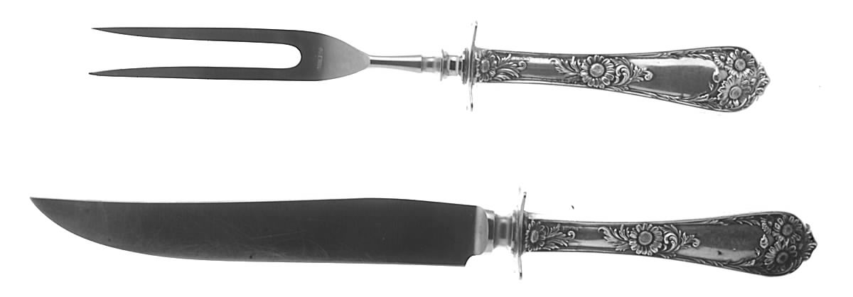 Wellesley (Sterling, 1912) Small Stainless Blade 2-Piece Steak Carving Set by International Silver-1
