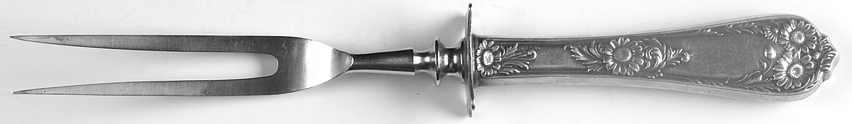 Wellesley (Sterling, 1912) Small Steak Carving Fork with Stainless Prongs by International Silver-1