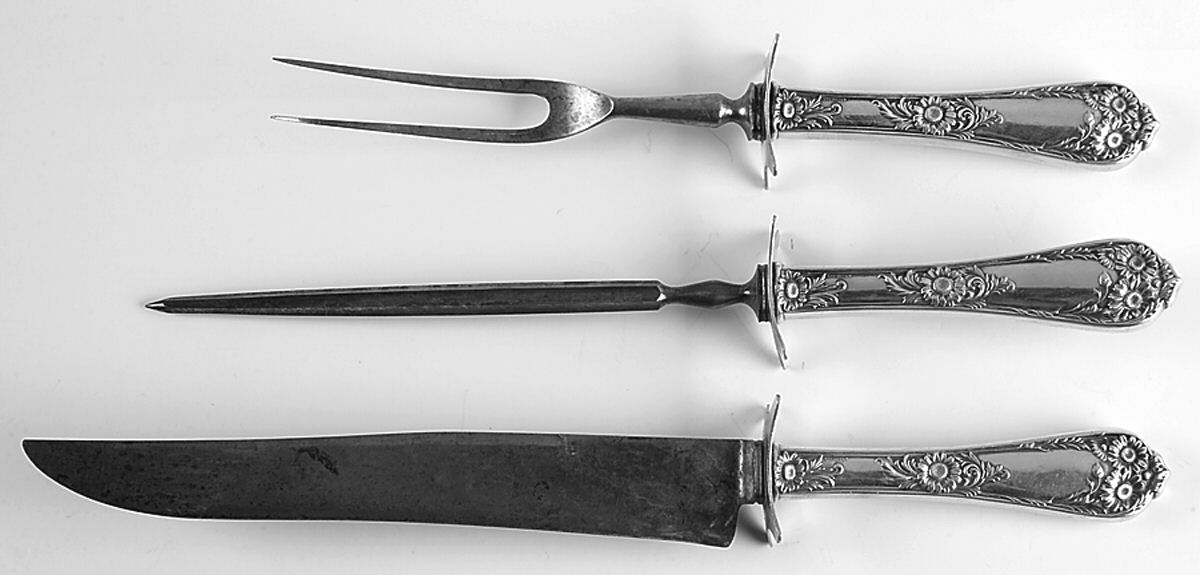 Wellesley (Sterling, 1912) Large 3-Piece Roast Carving Set w/ Stainless Blade by International Silver-1