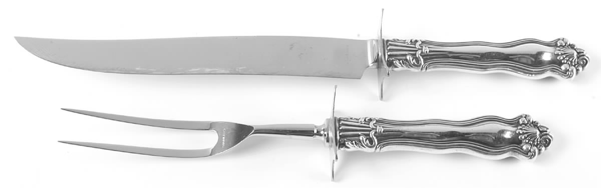 Winchester (Sterling, 1902, No Monograms) Large 2-Piece Roast Carving Set w/Stainless Blade by International Silver-1