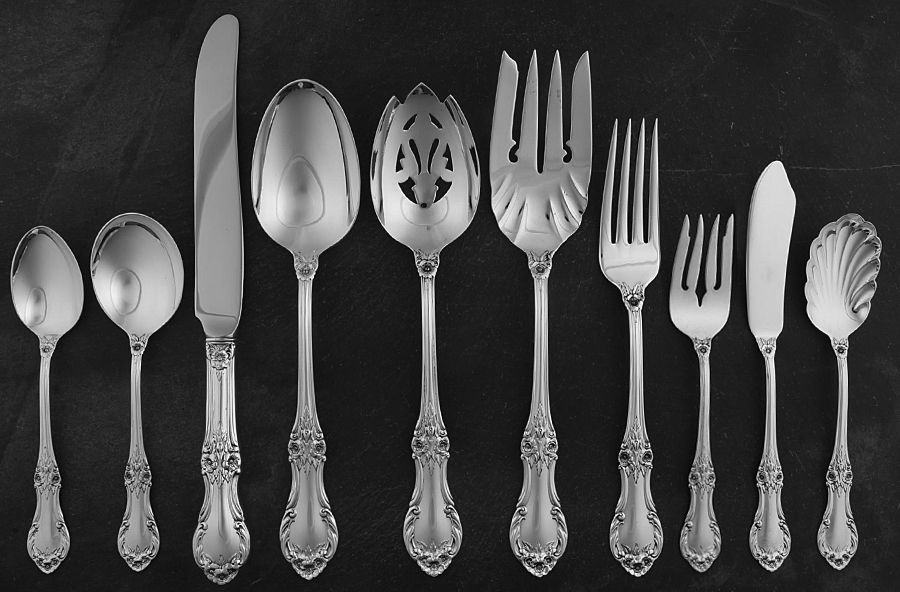 Wild Rose-New (Sterling, 1948, New, No Monos) 45 Piece Dinner Size Starter Set by International Silver-1