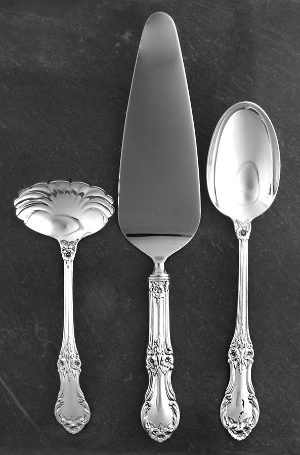Wild Rose-New (Sterling, 1948, New, No Monos) 3 Piece Completer Set by International Silver-1
