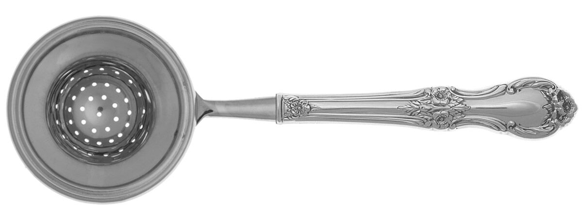 Wild Rose-New (Sterling, 1948, New, No Monos) Tea Strainer Overcup Serving-Stainless Bowl HC by International Silver-1