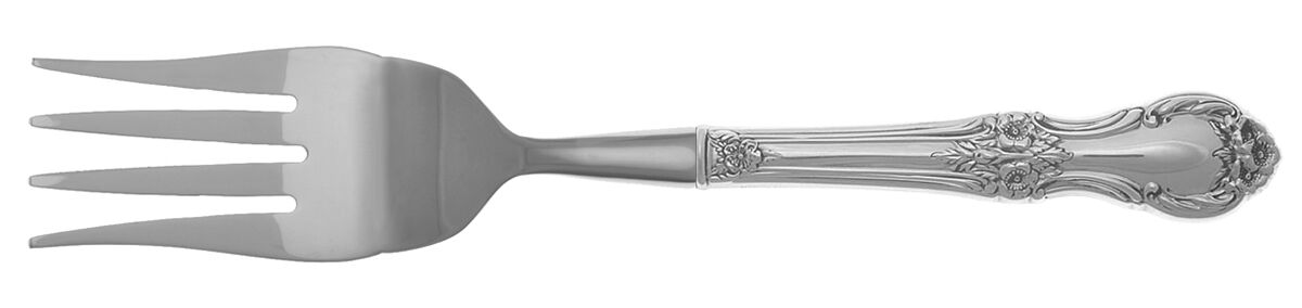 Wild Rose-New (Sterling, 1948, New, No Monos) Cold Meat Fork Large, Stainless Tines HC by International Silver-1