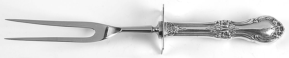 Wild Rose-New (Sterling, 1948, New, No Monos) Large Stainless-Prong Roast Carving Fork by International Silver-1