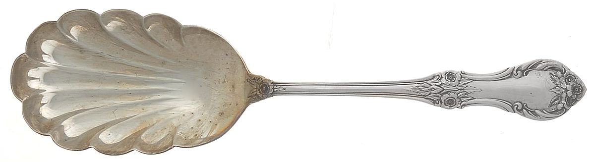 Wild Rose-New (Sterling, 1948, New, No Monos) Solid Salad Serving Spoon by International Silver-1
